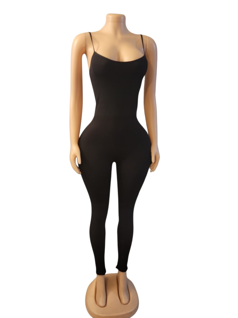 refuge Black Spaghetti Strap Slim Jumpsuit